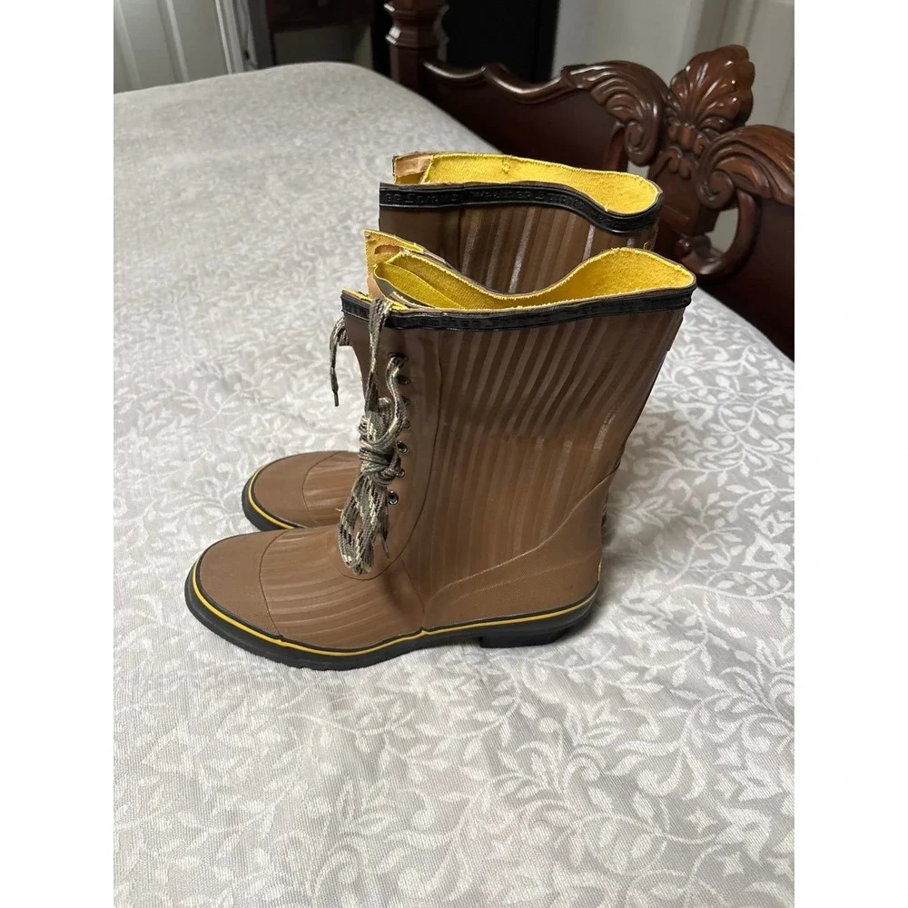 Weather Spirits Mens Insulated Waterproof Rubber Boots Steel Shank Brown Size 13